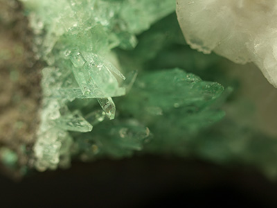 Green & White Apophyllite in Matrix